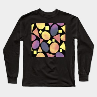 Geometry Glowing Shapes on Black Repeat 5748 Long Sleeve T-Shirt